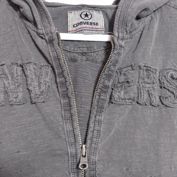 Vintage Y2k Converse All Star Slub Cotton Full Zip Hoodie Grey  Size L - Picture 5 of 10